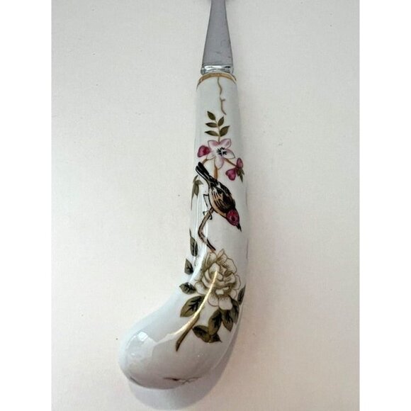 Vtg Sheffield England Stainless‎ Steel Porcelain Floral Bird Handle Serving Fork - Picture 3 of 5